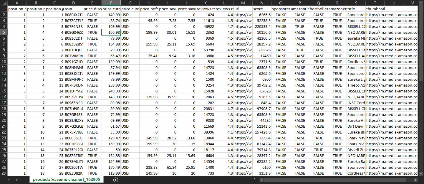 按关键词搜索产品并导出为excel